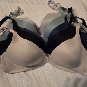 Victoria's Secret Cream, Black, and Blue Bra Set
